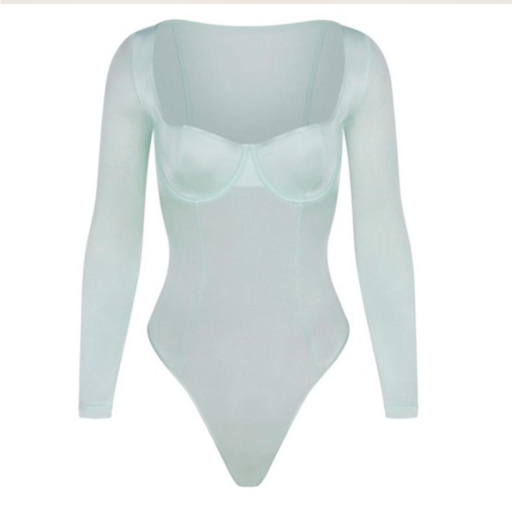 SKIMS Shimmering Light Blue Bodysuit
